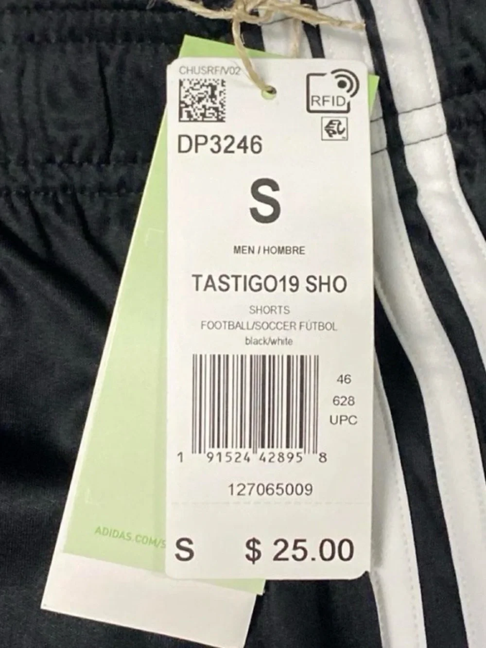 Y2K Adidas Men’s Tastigo 19 Shorts Climalite Soccer Black/White Small NWT DP3246